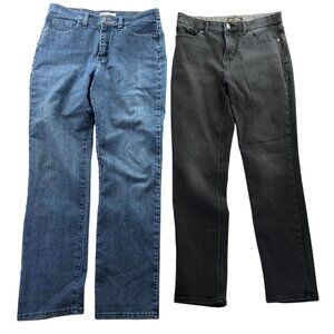 2 Lee Womens Jeans Size 8 Medium Lot Of Two Blue & Black Denim Stretch Straight
